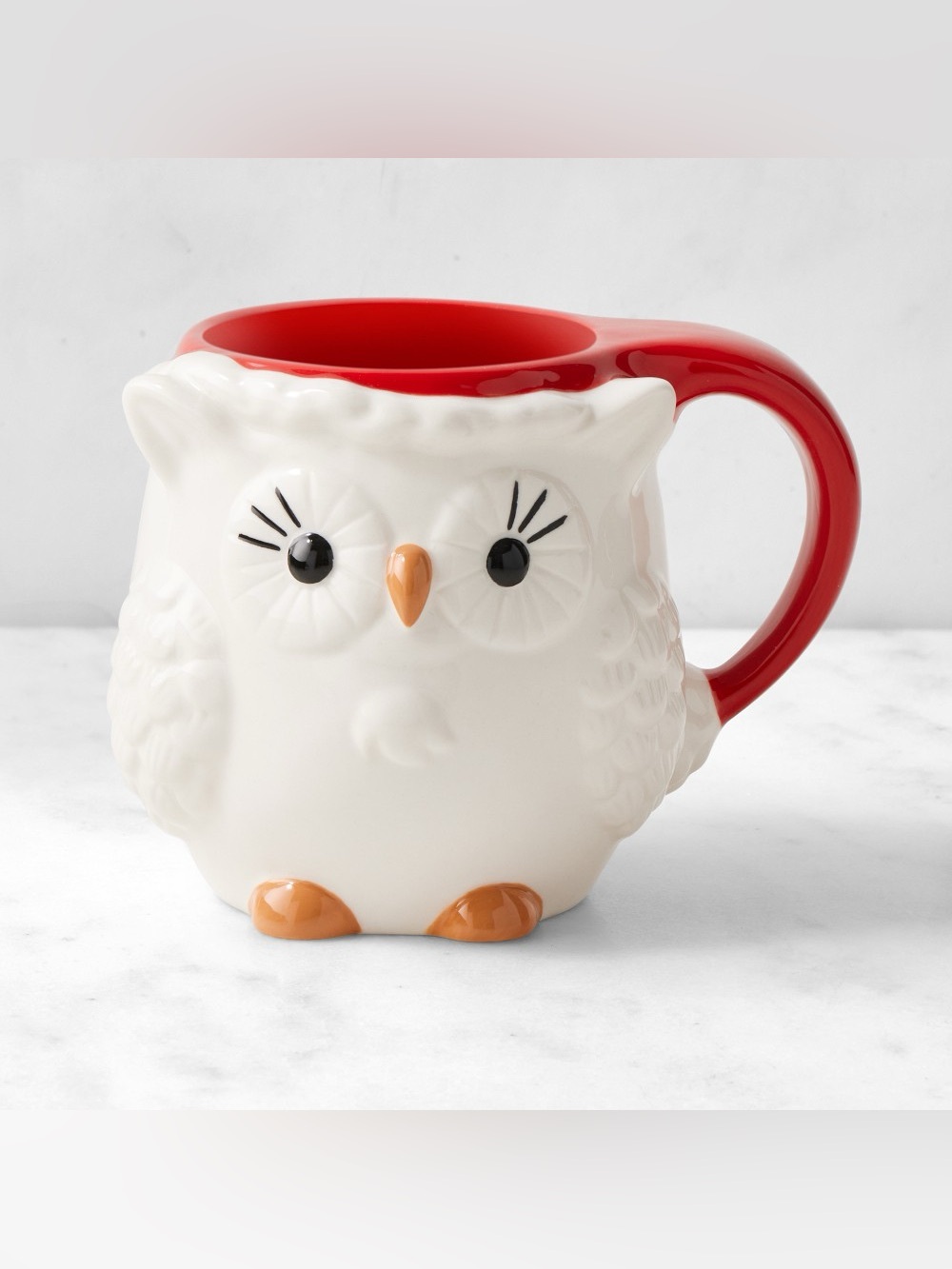 Two Brand New Williams Sonoma Christmas Owl Figural Mugs, 20 oz Each, NWT